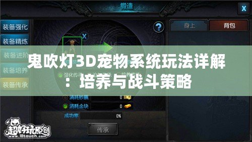 鬼吹燈3D寵物系統玩法詳解：培養與戰斗策略