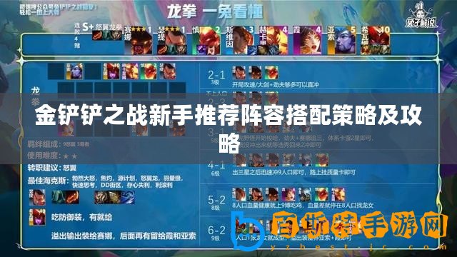 金鏟鏟之戰(zhàn)新手推薦陣容搭配策略及攻略