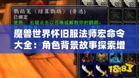 魔獸世界懷舊服法師宏命令大全：角色背景故事探索增強代入感