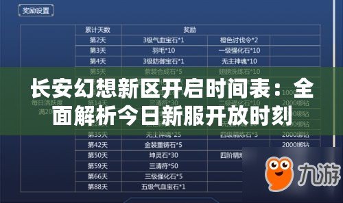 長安幻想新區開啟時間表：全面解析今日新服開放時刻