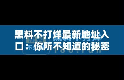 黑料不打烊最新地址入口：你所不知道的秘密