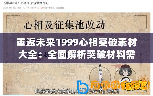 重返未來1999心相突破素材大全：全面解析突破材料需求